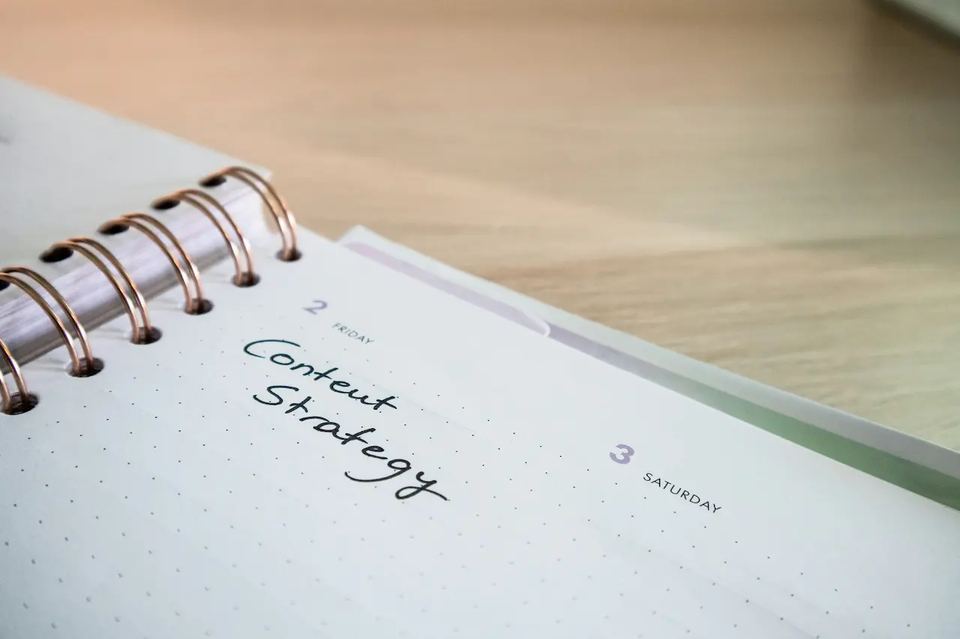 Notebook with content strategy